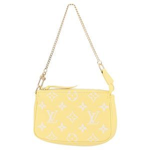 Pochette Accessorie Pouch Monogram Emplant Leather Yellow White Gold Mini